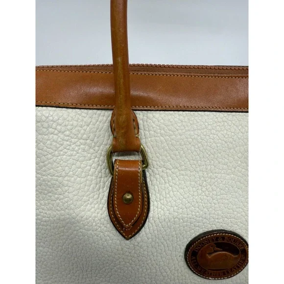 Vintage Dooney & Bourke White Brown Pebbled Satchel '80's '90s Classic USA